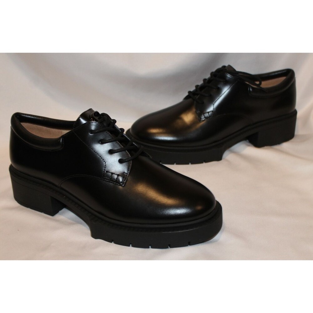 Coach Women's Lyla Platform Leather Oxfords Black Leather NIB‎ - Picture 5 of 9